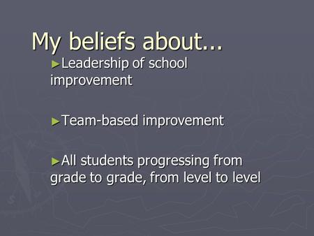 My beliefs about... Leadership of school improvement