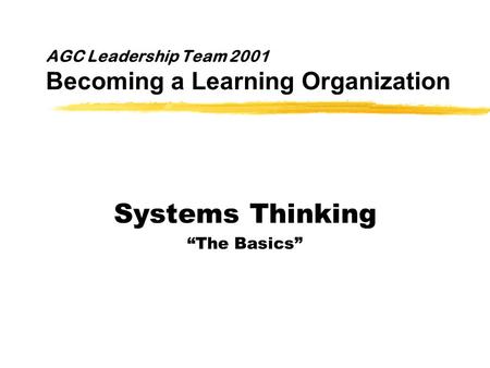 AGC Leadership Team 2001 Becoming a Learning Organization