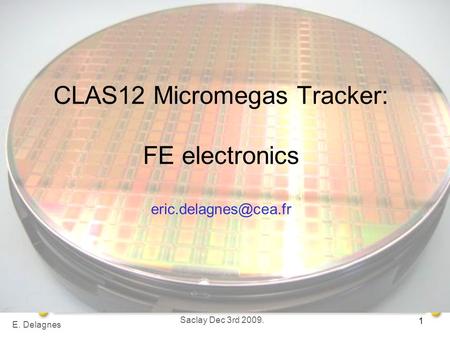 1 E. Delagnes Saclay Dec 3rd 2009. CLAS12 Micromegas Tracker: FE electronics