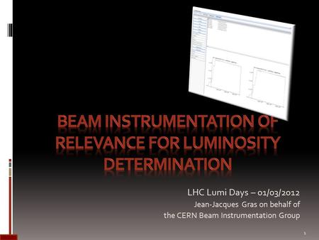 LHC Lumi Days – 01/03/2012 Jean-Jacques Gras on behalf of the CERN Beam Instrumentation Group 1.