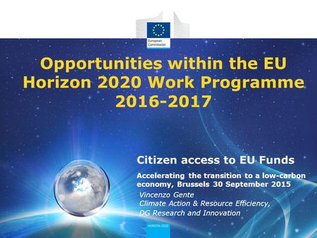 Opportunities within the EU Horizon 2020 Work Programme