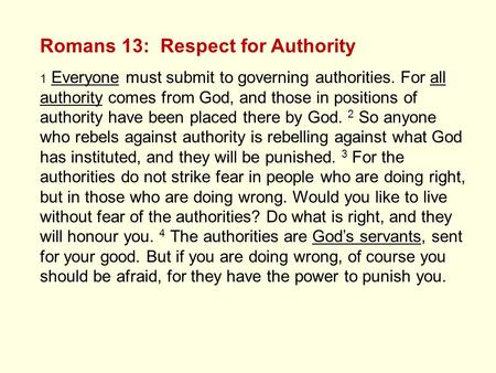 Romans 13: Respect for Authority