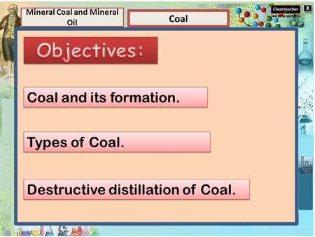 Element Elements and Compounds Coal Mineral Coal and Mineral Oil Compounds A compound is a substance composed of two or more elements, chemically combined.