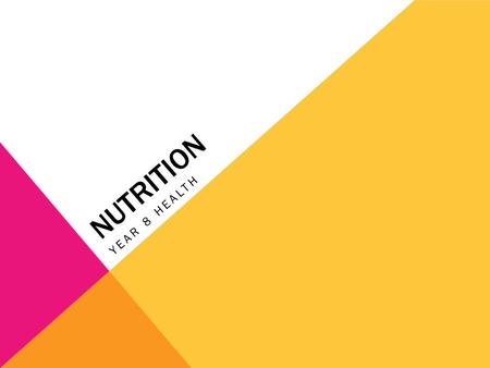 NUTRITION YEAR 8 HEALTH. NUTRITION AND GOOD HEALTH WHAT IS NUTRITION?  The process of absorbing nutrients from food for the use of growth, repair and.