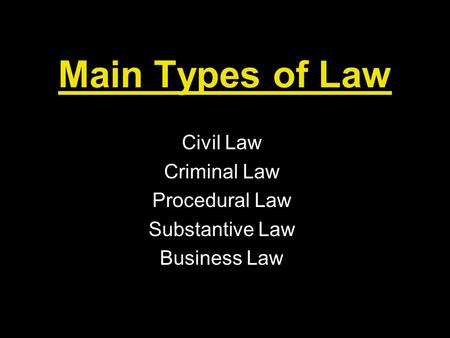 Civil Law Criminal Law Procedural Law Substantive Law Business Law