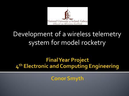 Development of a wireless telemetry system for model rocketry.