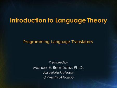 Introduction to Language Theory