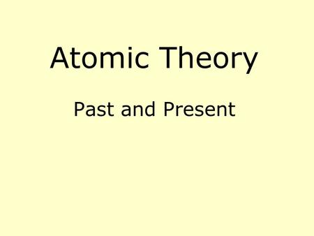 Atomic Theory Past and Present.