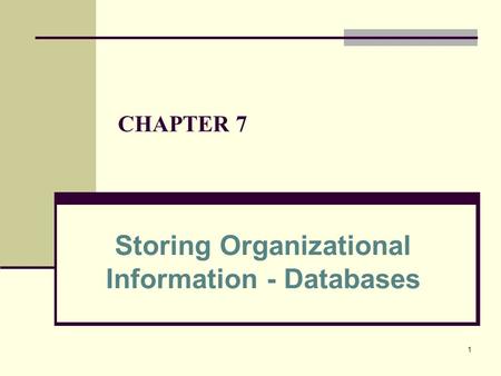 Storing Organizational Information - Databases