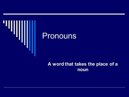 A word that takes the place of a noun