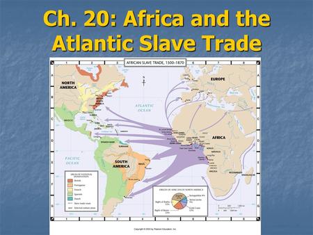 Ch. 20: Africa and the Atlantic Slave Trade. The Atlantic Slave Trade Portugal led the way in exploring the African coast Portugal led the way in exploring.