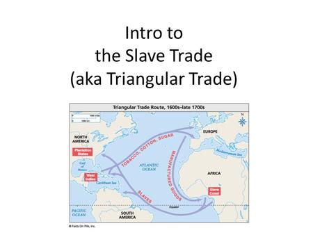 Intro to the Slave Trade (aka Triangular Trade). Warm-up 4/20 What is slavery?