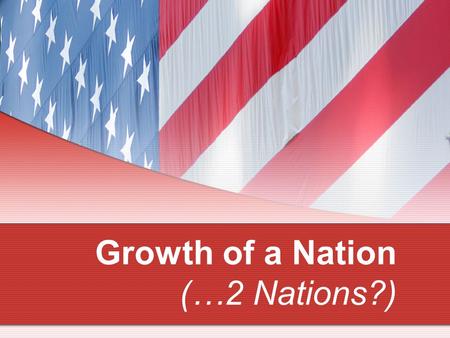 Growth of a Nation (…2 Nations?). Slave States vs. Free States As U.S. territory grows, new states are created. States in the North are considered Free.
