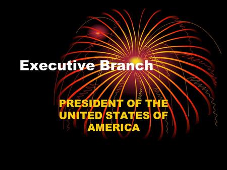 Executive Branch PRESIDENT OF THE UNITED STATES OF AMERICA.