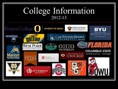 College Information 2012-13.  It begins now!  Take courses that prepare you for college.  Honors courses  Advanced Placement Courses  Dual Enrollment.