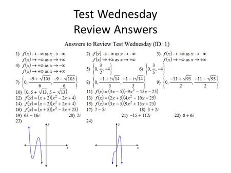 Test Wednesday Review Answers.