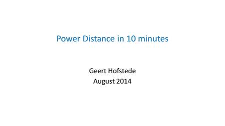 Power Distance in 10 minutes