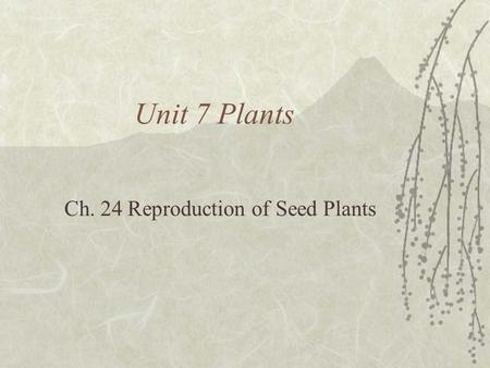 Unit 7 Plants Ch. 24 Reproduction of Seed Plants.