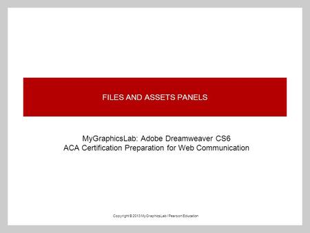 FILES AND ASSETS PANELS