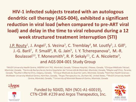 HIV-1 infected subjects treated with an autologous dendritic cell therapy (AGS-004), exhibited a significant reduction in viral load (when compared to.