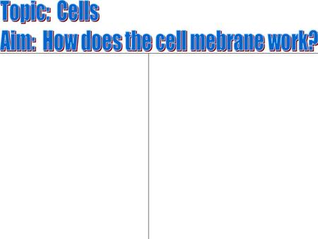 Topic: Cells Aim: How does the cell mebrane work?
