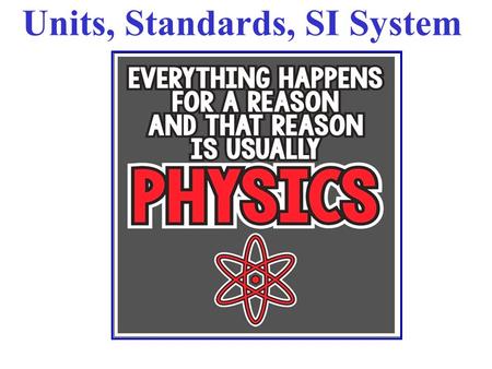 Units, Standards, SI System