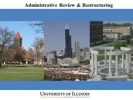 Administrative Review & Restructuring. 1 The President’s Charge Review administrative organization and delivery of administrative services at all levels.