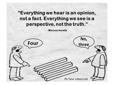 “Everything we hear is an opinion, not a fact