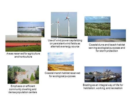Use of wind power capitalizing on persistent wind fields as alternative energy source Coastal dune and beach habitat serving ecological purposes and for.