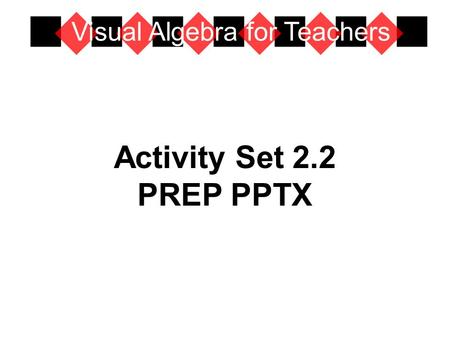Activity Set 2.2 PREP PPTX Visual Algebra for Teachers.