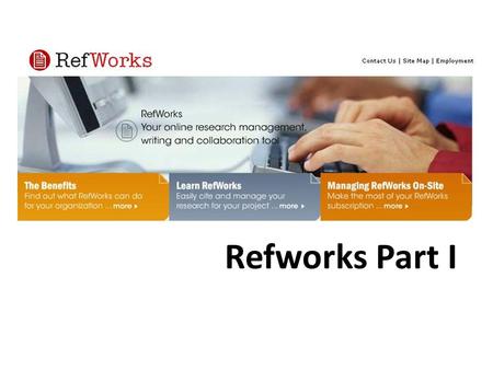 Refworks Part I. How can I access Refworks Refworks can be accessed from: – The homepage of the Jotello F Soga Library (http://www.library.up.ac.za/vet/index.htm)http://www.library.up.ac.za/vet/index.htm.