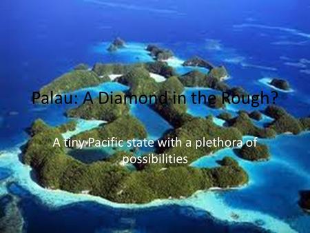 Palau: A Diamond in the Rough? A tiny Pacific state with a plethora of possibilities.