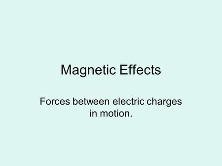 Forces between electric charges in motion.
