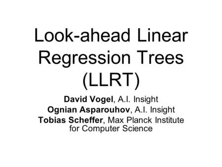 Look-ahead Linear Regression Trees (LLRT)