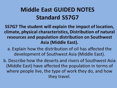 Middle East GUIDED NOTES Standard SS7G7