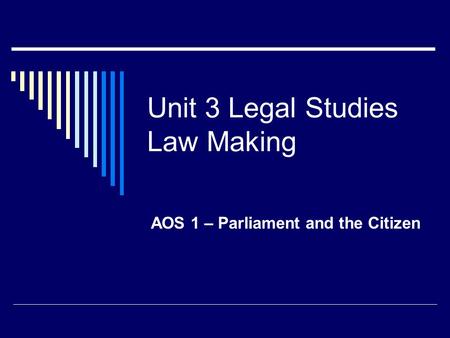 Unit 3 Legal Studies Law Making AOS 1 – Parliament and the Citizen.