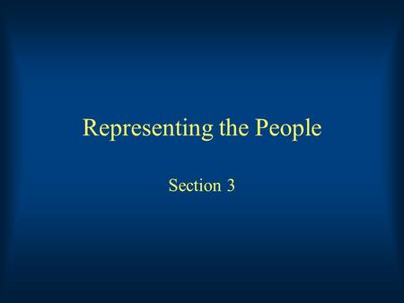 Representing the People Section 3. Key Terms Franking Privilege: The right of senators and representatives to send job-related mail without paying postage.