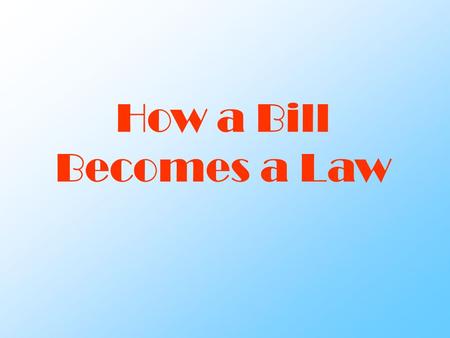 How a Bill Becomes a Law. Law making process Types of Bills Types of Bills – Public Bill – Private Bill Types of Resolutions Types of Resolutions – Simple.