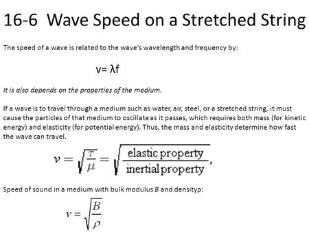 16-6 Wave Speed on a Stretched String