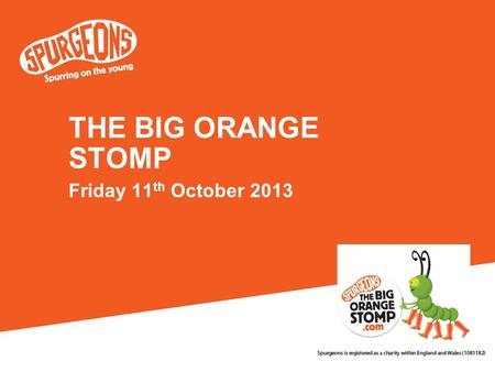 THE BIG ORANGE STOMP Friday 11 th October 2013. Research in 2010 suggested that there are over 700,000 young carers in the UK. (BBC)