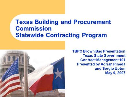 TBPC Brown Bag Presentation Texas State Government