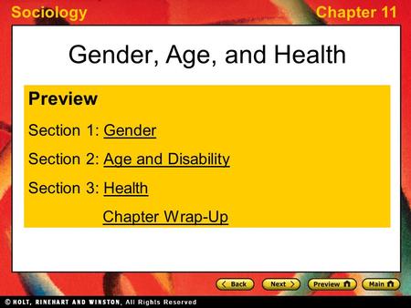 Gender, Age, and Health Preview Section 1: Gender