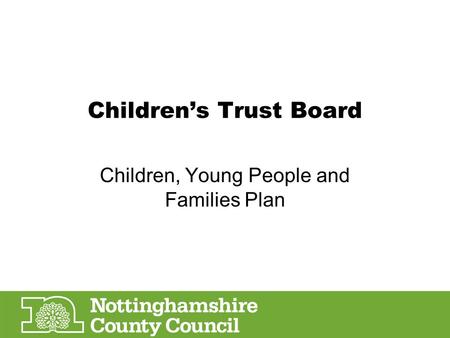Children’s Trust Board Children, Young People and Families Plan.