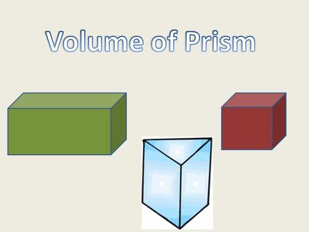 Vocabulary Prism 3-D Shape Two bases that are parallel Volume How much an item holds.