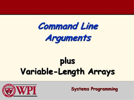Command Line Arguments plus Variable-Length Arrays Systems Programming.
