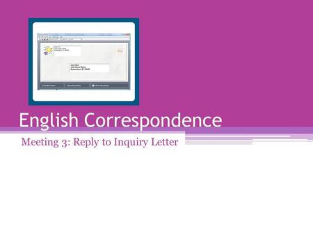 English Correspondence
