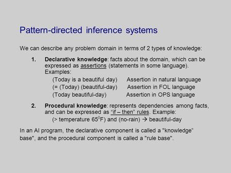 Pattern-directed inference systems