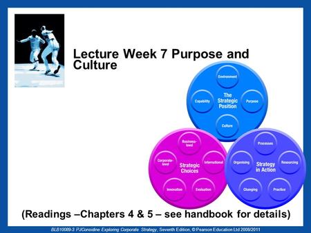 BLB10089-3 PJConsidine Exploring Corporate Strategy, Seventh Edition, © Pearson Education Ltd 2008/2011 Lecture Week 7 Purpose and Culture (Readings –Chapters.