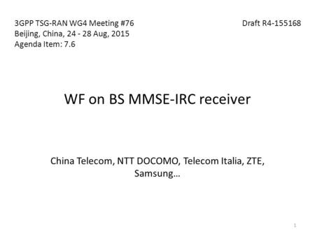 WF on BS MMSE-IRC receiver