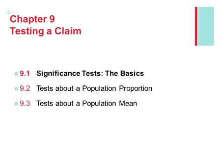 Chapter 9 Testing a Claim